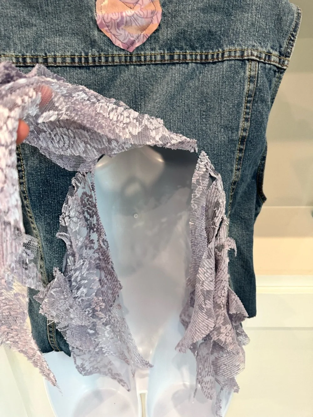 Custom Made Boho Denim Vest and Waist Wrap - Picture 6 of 16